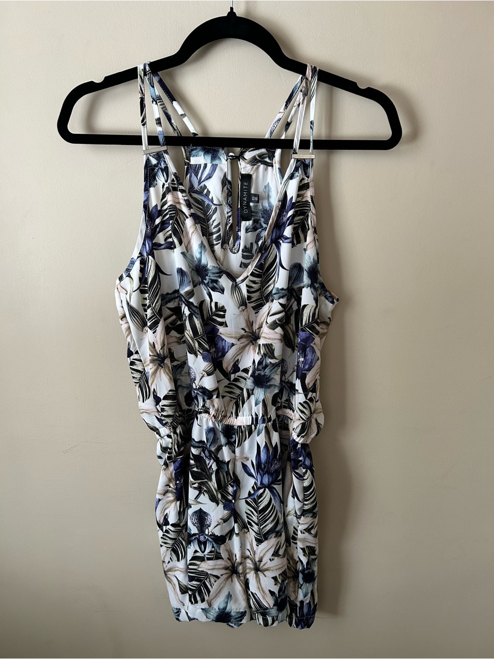 Dynamite White Tropical Floral Strappy Romper